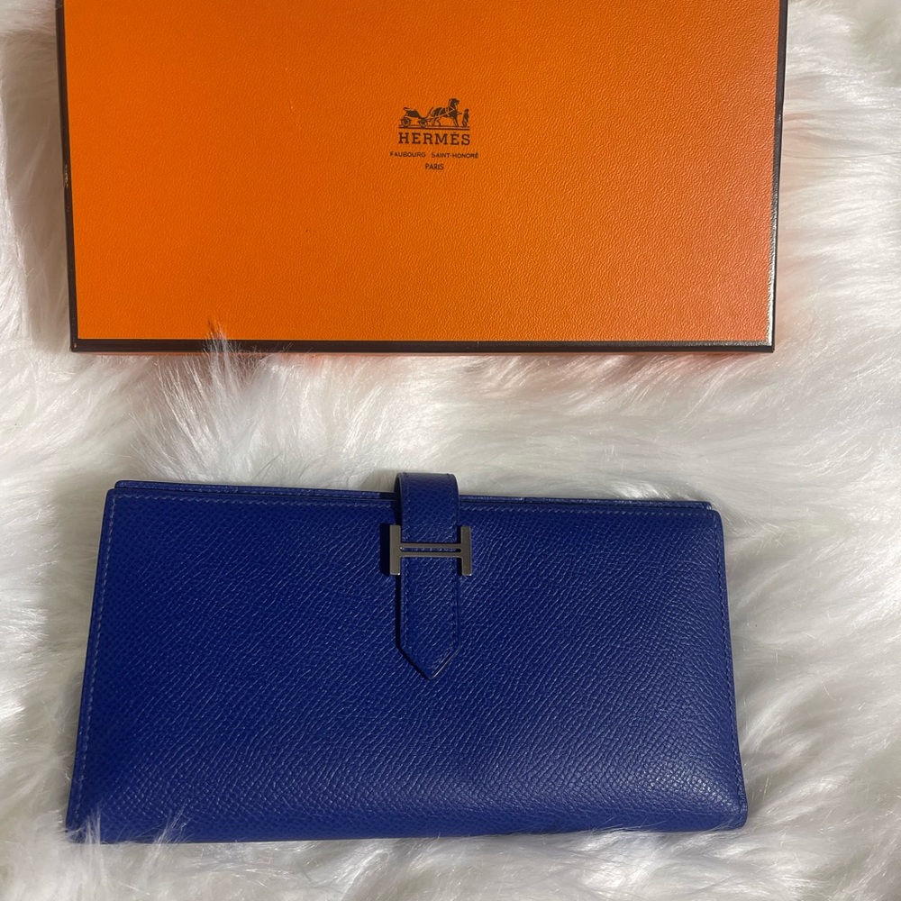 HERMES Bearn Wallet epsom BLUE ELECTRIQUE